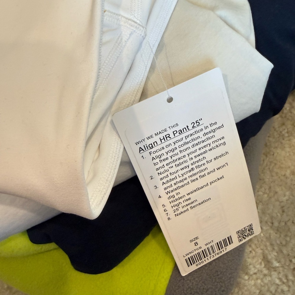 NWT Lululemon Align HR Pant 25” Size 8 white - Picture 4 of 4